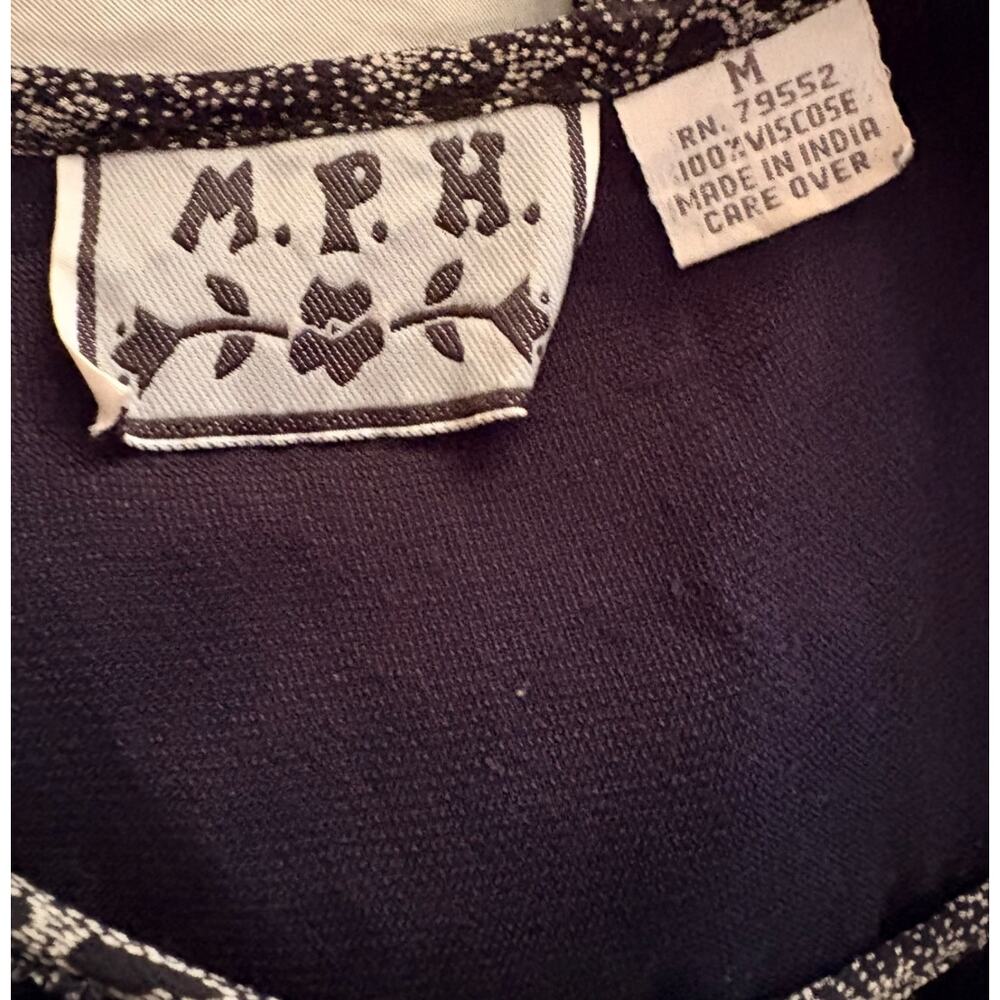 Vintage 1990s M.P.H. Black Velvet Patchwork Midi Dress Whimsigoth Boho Corset - Picture 10 of 10